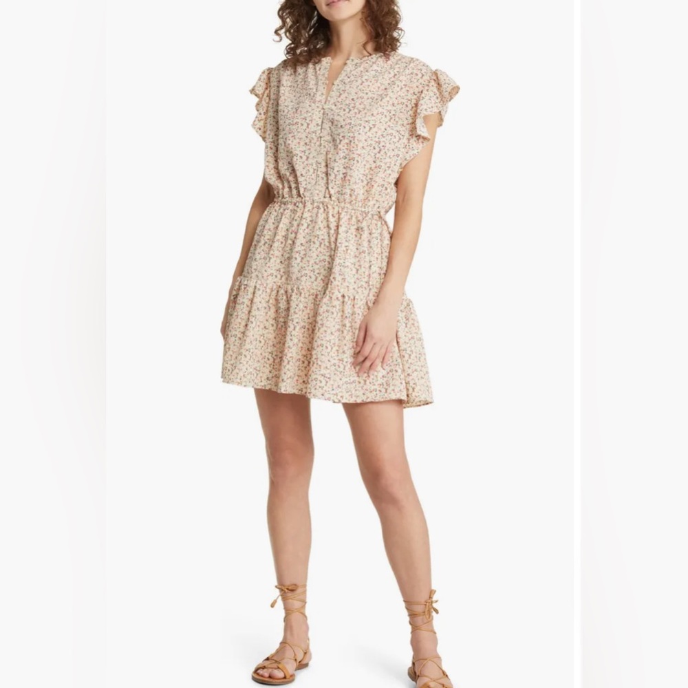 Treasure and Bond Floral Tiered Dress Ruffled Sleeves